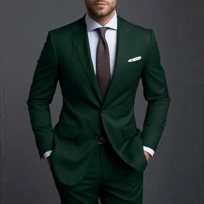 Men's Ball Banquet Two-piece Business Suit (Dark Green)
