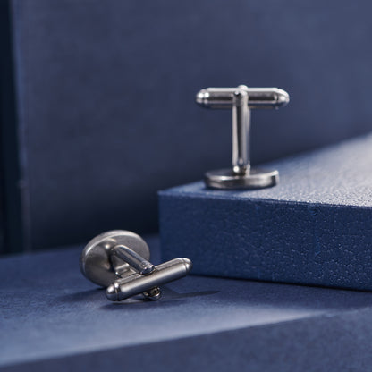 Silver Stainless Steel Oval Cross Cufflinks For Men