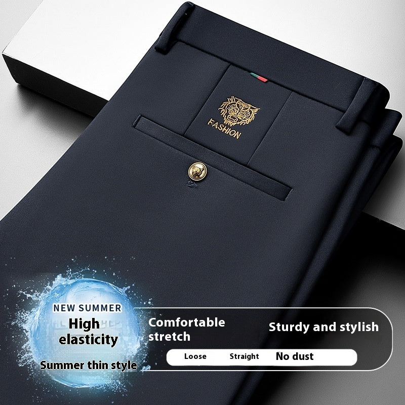 Business Suit Pants Men Ice Silk Casual Pants